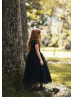 Black Sequin Tulle Curly Hem Flower Girl Dress